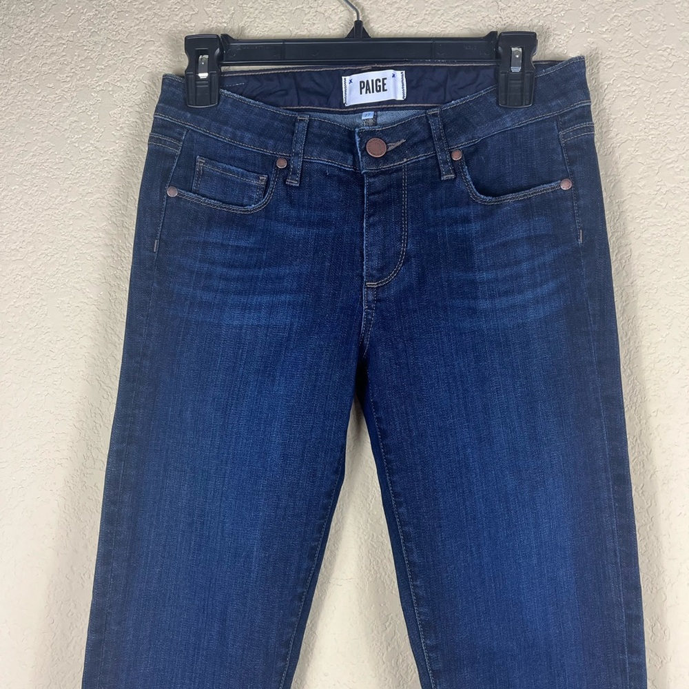 PAIGE mid-rise dark blue skinny whiskered jeans size 27 - Picture 2 of 11